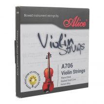 Alice A706 Violinsaiten-Set, geflochtener Stahlkern, Nickellegierung, gewundener Stahl, für Violine, Größe 4/4 3/4 1/2 1/4 1/8