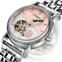 Drehbare Blumen Weiblichen Uhr Frauen Top Marke Luxus Mode Mond Phase Wasserdichte Dame Automatische Mechanische Uhren Reloj