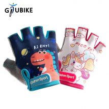 GTUBIKE Guanti protettivi per bambini Sport per le mani Ciclismo Mezze dita Traspiranti Simpatico Doodle Dinosauro Unicorno per 3-12 anni