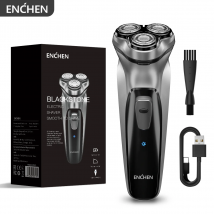 ENCHEN Blackstone Rasoio elettrico rotante 3D Tipo C Ricarica rapida con trimmer di precisione POP-UP e blocco di sicurezza