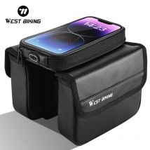 West Biking Fahrrad Top Tube Tasche 1,4 l wasserdichte Mountainbike Front Frame Tasche passen 7,2 Zoll Touchscreen Fahrrad Top Tube Handy tasche