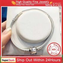 Berühmte Marke Original zertifiziertes 925er Sterlingsilber-Armband für Frauen, DIY-Charms, Perlen, Schlangen-Gliederkette, klassischer Handgelenkschmuck