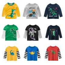 2025 Spring Children Boys Long Sleeve T-Shirts Cartoon Dinosaur Little Boys Tops 2-8 Years Kids Baby Boys Tees Toddler Clothes