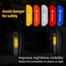 4Pcs Car Door Night Sticker Safety Warning Reflective Mark For Toyota Gazoo Racing TRD Corolla Yaris Chr Auris Rav4 Prius Prado
