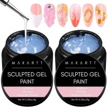 Makartt 3D Nagelgel Transparent, 3D-Malgele für Nagelkunst, mischbar mit Chrompuder und Nagellack, No-Wipe UV-Gel zum Modellieren