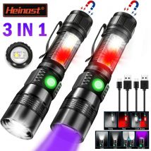 3-in-1-LED-Taschenlampe mit COB-Seitenlicht, wiederaufladbar, magnetische Taschenlampe, Zoom, wasserdicht, UV-Licht, Taschenlampe für Haustiere, Camping