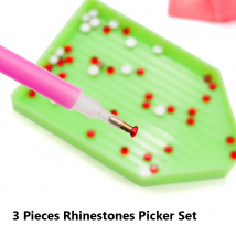 3-teiliges Strass-Picker-Set mit Punktierstift, Behälter, Aufbewahrungstablett, klebriger Ton für Nagelkunst, Diamantmalerei und Basteln