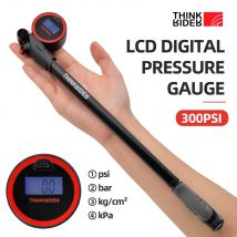 ThinkRider Tragbare Hochdruck-Fahrradluftpumpe mit 300 psi, digitales Messgerät und Hinterradaufhängung, Stoßdämpfer, Mountainbike