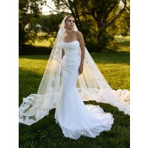 Eightree Simple Mermaid Wedding Dresses White Strapless Backless Satin Bridal Dress Formal Wedding Ball Prom Gowns Customized