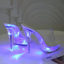Women's Led Illuminated Sandals Clear Heel 13CM LUMINOUS SLIPPERS LFD-1099