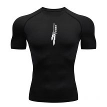 Bedruckte sportliche Kompressionshemden für Herren, sportlich, schnell trocknend, atmungsaktiv, Rashguard, sportlich, eng, Workout-Tops, Sommer-Männer