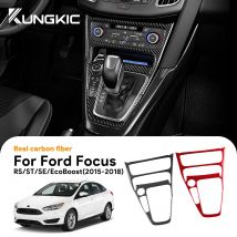 Real Soft Carbon Fiber For Ford Focus SE RS ST Ecoboost 2015 2016 2017 2018 Car Central Control Gear Shift Panel Sticker LHD RHD
