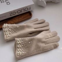 Damen Winter Kaschmir Touchscreen warme Handschuhe Outdoor-Reiten sowie samt verdickte Wolle Bogen Voll finger Fahr handschuhe s29