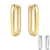 925 Sterling Silver Simple Gold U-shaped Earrings Jewelry Versatile Hoop Earrings For Women Jewelry Fine Birthday Party Gifts
