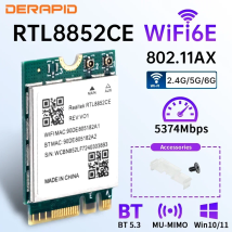 Triple Band WiFi 6E Bluetooth 5.3 Adapter 5400 Mbit/s Wireless Signal Empfangskarte NGFF M.2 für Windows 10/11 RTL8852CE wie AX210