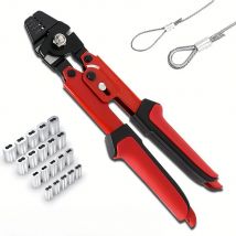 Wire Rope Crimping Pliers Aluminum Ferrules-Accommodates Cables up to 2.2mm for Loop Sleeves and Swaging Crimper Tool Kit Clamp