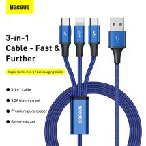 Baseus 3 in 1 USB Type C Cable For iPhone 12 Pro Max Micro USB Android Mobile Phone Cable For Samsung Xiammi USBC Data Wire Cord