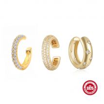 ROXI 925 Sterling Silver 9mm Polsino dell'orecchio a forma di C Micro intarsiato Zircone Orecchini a clip per le donne Uomini 1 pezzo Earcuff per l'orecchio Unpierce