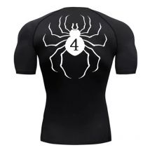 Kompressionsshirt mit Spinnen-Aufdruck für Herren, kurzärmelig, Rashguard, Fitnessstudio, Workout, Unterhemden, Baselayers, sportliches, schnell trocknendes T-Shirt