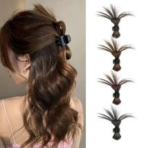 H&STAR Synthetische unordentliche Haarknoten, zerzauste Hochsteckfrisur, Chignons, Krallenclip, Hühnerfederkopf, Haarteil für Damen-Accessoires