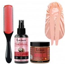 Haarpflegeset, Feuchtigkeit, nährt, thermisches Schutzspray, Batana-Öl, Haar verhindert Wärmeschädigung, Nebel, Schlummertrunk und 9-reihige Nylon-Bürste