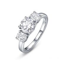 3 Stones 2/4CT D Color Moissanite Rings for Women Luxury Sparkling Diamonds with Certificates 925 Sterling Sliver Wedding Ring
