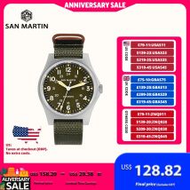 San Martin 38mm NH35 Field Automatic Watches For Men Wrist Watch Clock Mechanical Simple Pilot Waterproof 10ATM Montre SN0137
