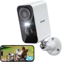 ieGeek 2K Telecamera di sicurezza wireless Visione notturna colorata per esterni, Sistemi di telecamere CCTV con batteria ricaricabile, WiFi Home