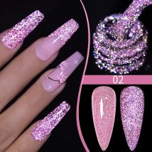 7,5 ml funkelnder reflektierender Glitzer-Gel-Nagellack, rosa, lila, rot, blau, Farben, dunkelblinkendes Nagelgel, Soak Off UV-Nagellack
