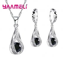 Set di orecchini con collana di cristallo a goccia d'acqua per le donne Set di gioielli da sposa di fidanzamento in argento 925 per il regalo di san valentino