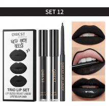 3 stücke Matte Flüssigkeit Lippenstift + Lip Liner Set Lip Glasur Make-Up Nude Schwarz Rot Samt Lip Gloss Langlebig lip Tint Kosmetik Kits