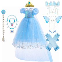Elsa Kleid für Mädchen Halloween Cosplay Kostüm Luxus flauschige Prinzessin Kleidung mit Umhang Schneeflocke Pailletten Party elegantes Kleid