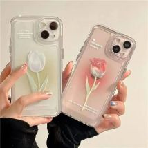 Phone Case For Motorola Moto G32 G22 G53 G52 G30 Edge 40 Pro G71 G72 G73 G60 G60S G9 Play Plus Gradient Tulip Transparent Cover