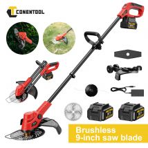 CONENTOOL Tagliaerba elettrico senza spazzole Tagliaerba 24V con 2 batterie 4 lame Strumenti per potatura arbusti da giardino per Makita 18V