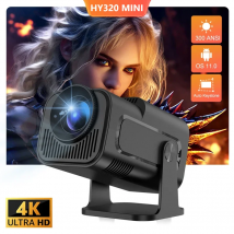 Projektor HY320 4K Native 720p Android Projektor 300ANSI Wifi Kino Przenośny 180 °   Obrotowy kamera HY300 z ulepszonym rozdzielczością 1080p