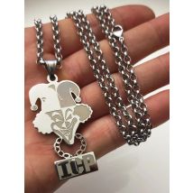 Polished Stainless Steel Large ICP CLOWN TWIZTID PENDANT CHARM NECKLACE 4mm 24INCH Rolo CHAIN Jugallo