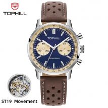 TOPHILL Vintage Racing Chronograph Men’s Mechanical Watch ST1901 Seagull Movement Pilot watch Leather Strap Sapphire glass 5ATM