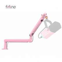 FIFINE Microfono Boom a basso profilo, braccio microfonico regolabile in metallo con gestione dei cavi/morsetto a C per lo streaming AM8, K688-BM88P-Rosa