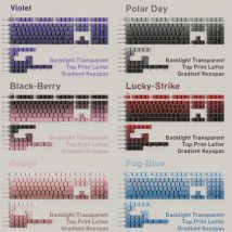 Double Shot OEM-Tastenkappen mit Farbverlauf, Hintergrundbeleuchtung durch transparente Oberseite, Druckbuchstaben, PBT-großes Set, Tastenkappen für mechanische Tastatur