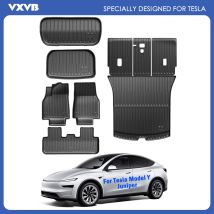 Für Tesla Model Y Launch 2025+ Juniper 2025+ TPE-Fußmatten Cargo-Liner Allwetter-Kofferraum-Bodeneinlage Rückenlehnenmatten Zubehör