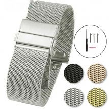 16mm 18mm 20mm 22mm Schnellverschluss Edelstahl Mesh Milanese Armband Uhrenarmbänder Doppeldruck Schmetterlingsschließe Zubehör