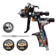 Pistolet natryskowy pneumatyczny SUTU 5800, zestaw 1.3/1.7mm, zbiornik 600ml, do malowania samochodów i mebli, równomierna atomizacja
