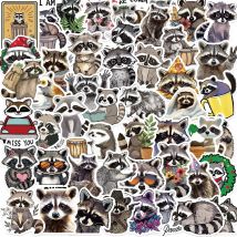 50 Pcs Cartoon New Raccoon Graffiti Stickers Decorative Guitar Notebook Luggage DIY Waterproof Stickers