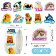 500 teile/rolle Cartoon Tiere Phrase Aufkleber Dekoration Belohnung Spielzeug Aufkleber Sammelalbum Skateboard Runde Dichtung Label Schreibwaren