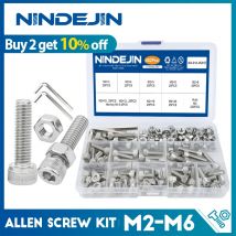 NINDEJIN Hexagon Hex buchse allen kopf kappe schraube kit m2 m 2,5 m3 m4 m5 m6 edelstahl bolzen mutter set DIN912