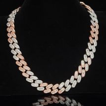 Luxus Iced Out Halskette Für Frauen Männer Big Baguettecz 15MM Cuban Link Kette Multi Farbe Charme Ketten Hip Hop schmuck Zubehör