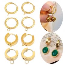 10 stücke Gold Edelstahl Creolen Haken runde Ohrring pfosten für Frauen DIY Ohrringe Herstellung liefert Schmuck Zubehör
