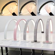 Fosoto FT-Y10 Lampada da tavolo per unghie a mezzaluna da 30 pollici 45W LED a mezzaluna per manicure Lampada da tavolo ad arco per salone di bellezza Illuminazione di riempimento