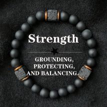 Elastic Men's Volcanic Stone Bracelet with Square Black Agate Fashionable Jewelry Suitable for Modern Gentlemen Magnetic Therapy