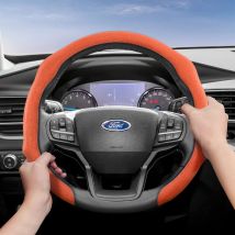 Passend für Ford Premium Wildleder-Lenkradbezug, rutschfest und langlebig, rundes und D-förmiges Lenkrad verfügbar Focus Mk2 Mk3 Fiesta Mk7 Transit Custom Mondeo Mk4 Ranger Kuga Mk8 Puma Fusion Mk5